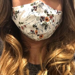 100 % cotton floral white face mask with nose wire